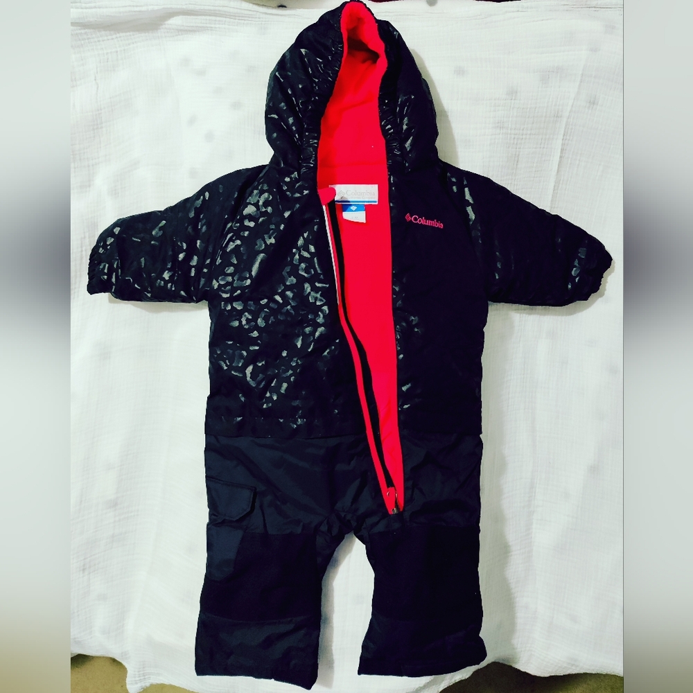 Infant 6-12mo Columbia Black Leopard print Snow Suit